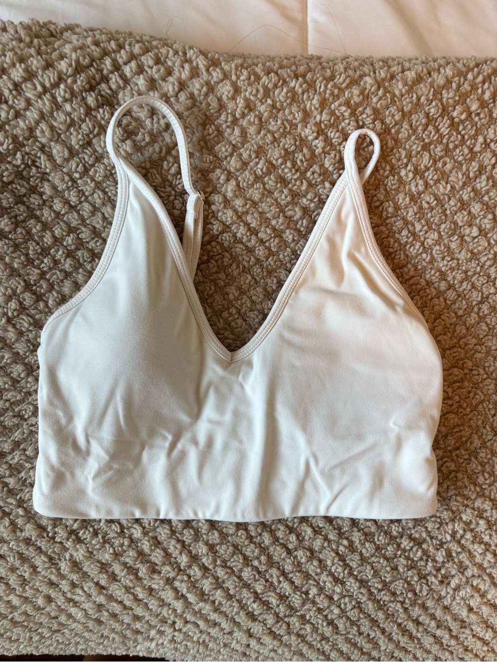 GARAGE PADDED Active  V-Neck Sports Bra  in White